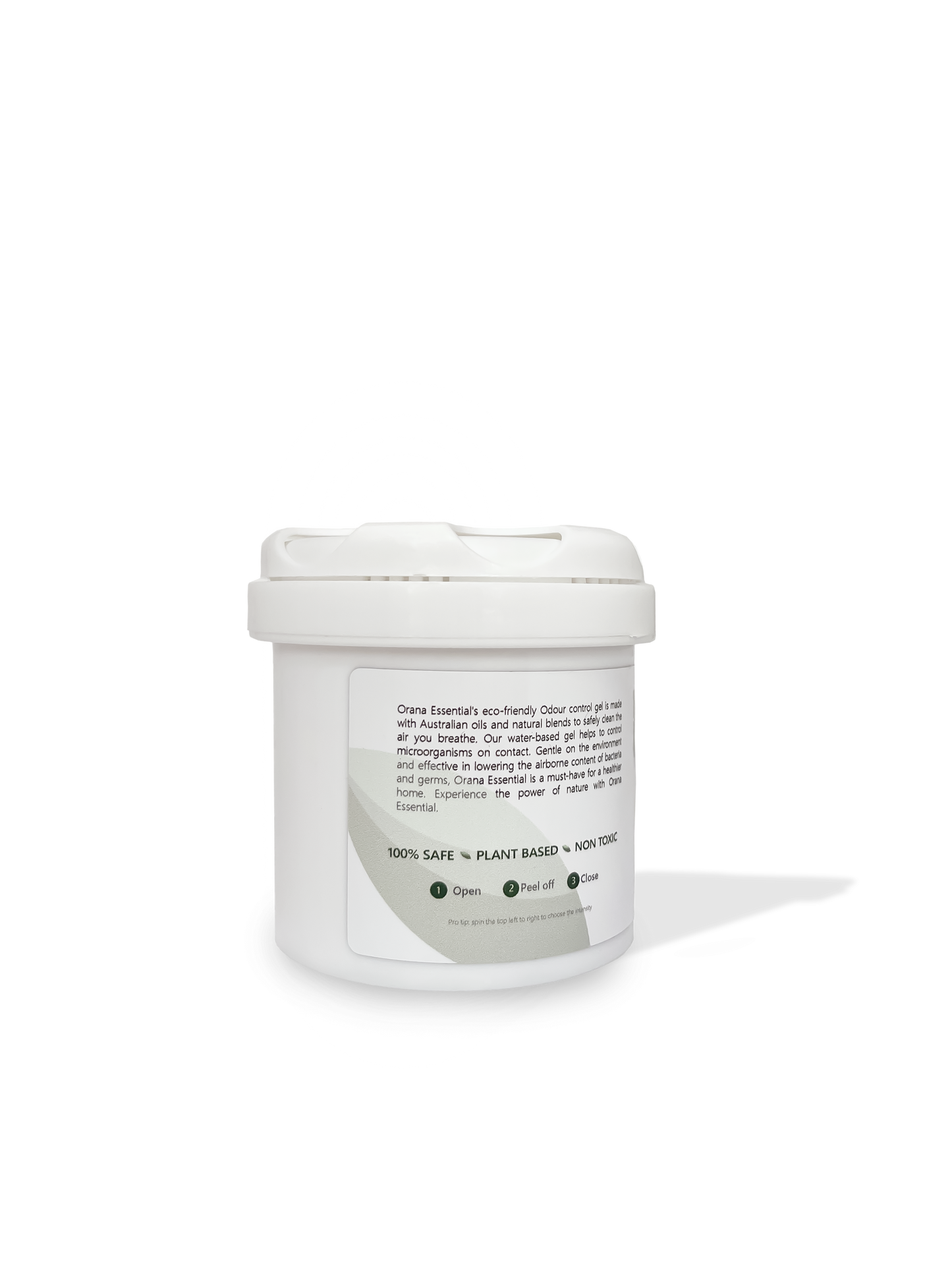 back picture of the Orana Gel for odor control and mold mildew remediation