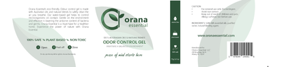 picture of the label of the Orana Gel for odor control and mold mildew remediation