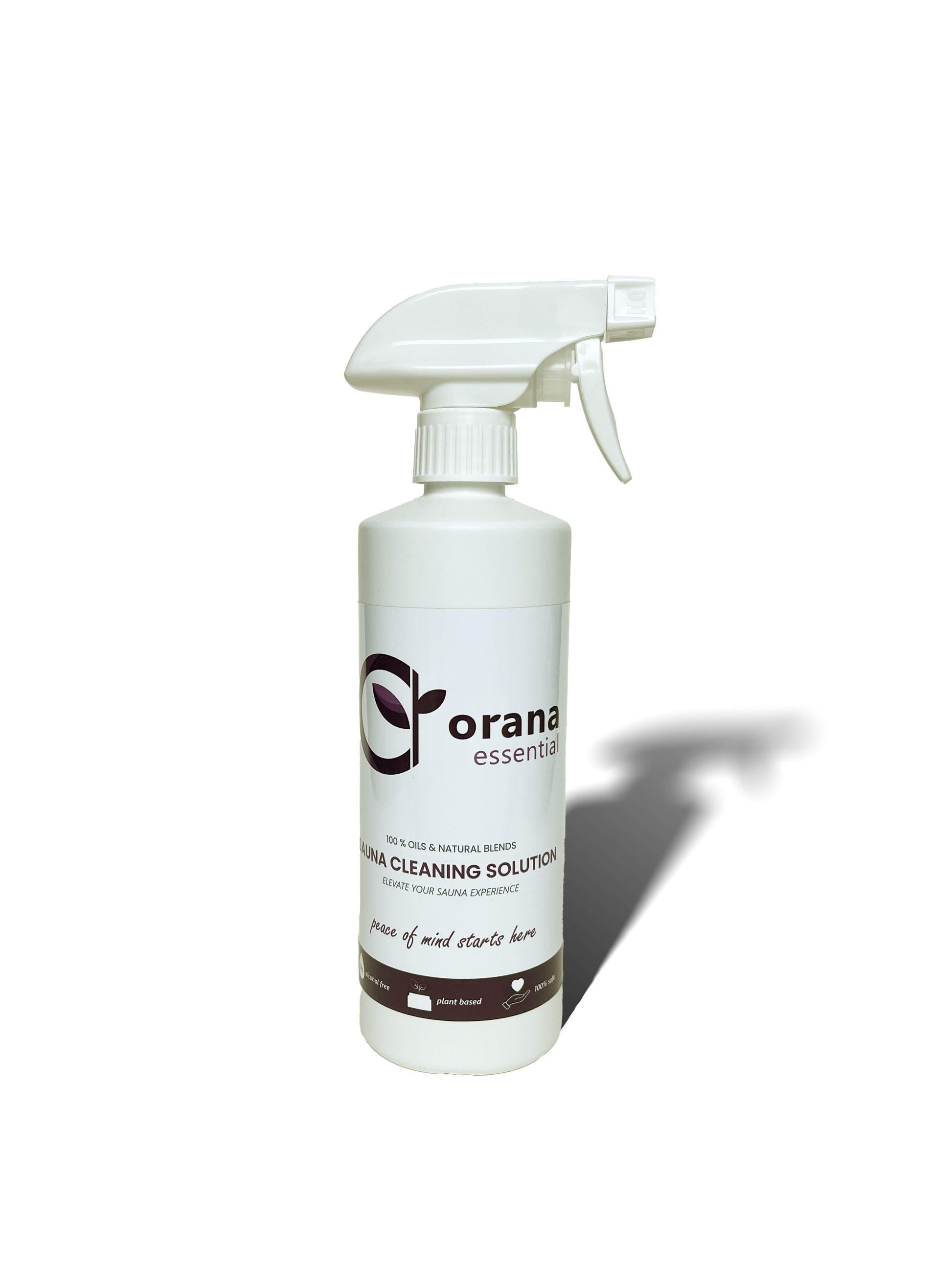 Picture of the Sauna cleaning solution, green product, eco friendly, chemical free. Best for wood cleaning. This is the front of the bottle